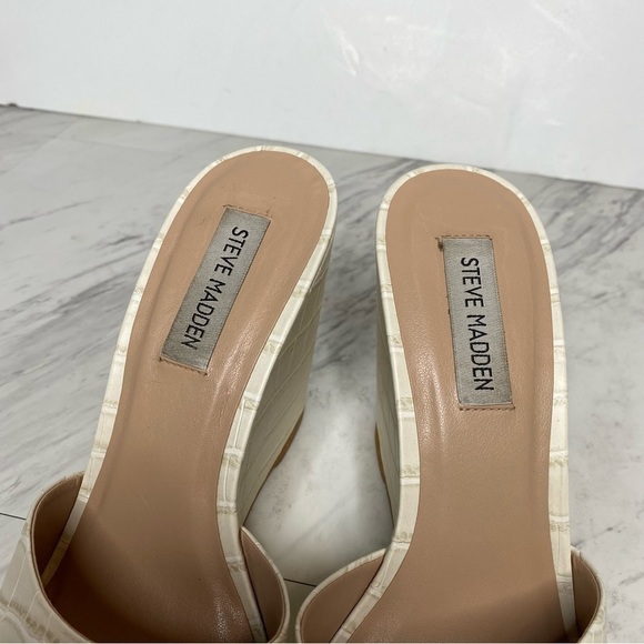 Steve Madden Veles Bone Croc Faux Leather Wedge Heel 9 1/2 - Picture 10 of 12